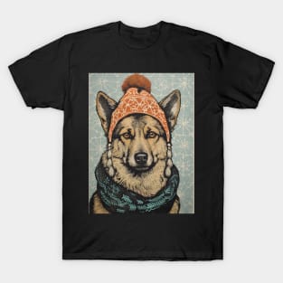 German Shepherd in Hat Funny Christmas Dog Lover Gift T-Shirt